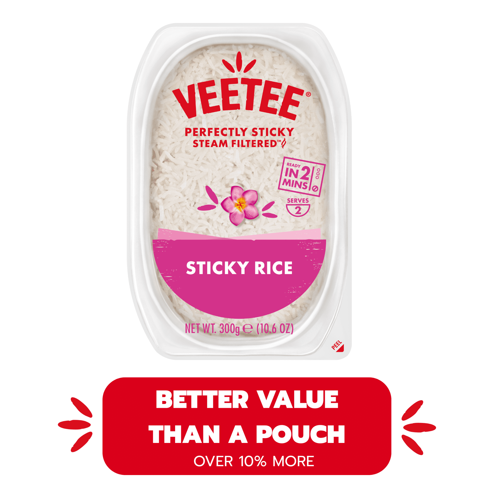 VEETEE, Gluten Free, Sticky Rice, 10.6 oz, Tray, NO Artificial Flavors, Color and Preservatives