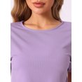 thumbnail image 5 of DARING DIVA Women's Rib Knit Short Sleeve Side Slits Pajama Sets M Purple, 5 of 6