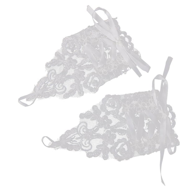 Guantes de boda Sunnimix lentejuelas de encaje Blanco sin dedos muñeca