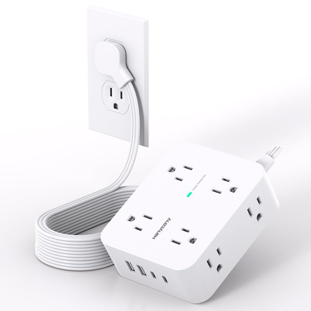 Cable de extensión Power Strip de 3 m con 8 salidas y 4 puertos USB HANYCONY