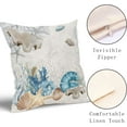 thumbnail image 3 of Summer Blue Seashell Square Pillow Covers 18X18 Inch Starfish Coral Ocean Beach Decorative Linen Coastal Seasonal Pillow Cases Set of 2 Holiday Home Decor for Sofa Couch Cushion Outdoor, 3 of 6