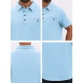 thumbnail image 7 of DARING DIVA Men's Linen Chest Pocket Short Sleeve Casual Hawaiian Shirts XL Light Blue, 7 of 7