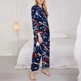 thumbnail image 2 of KLL Red White Blue Fireworks 1 Print Women's Long Sleeve Pajamas with Pants Sleepwear Loungewear 2 Set-Medium, 2 of 8