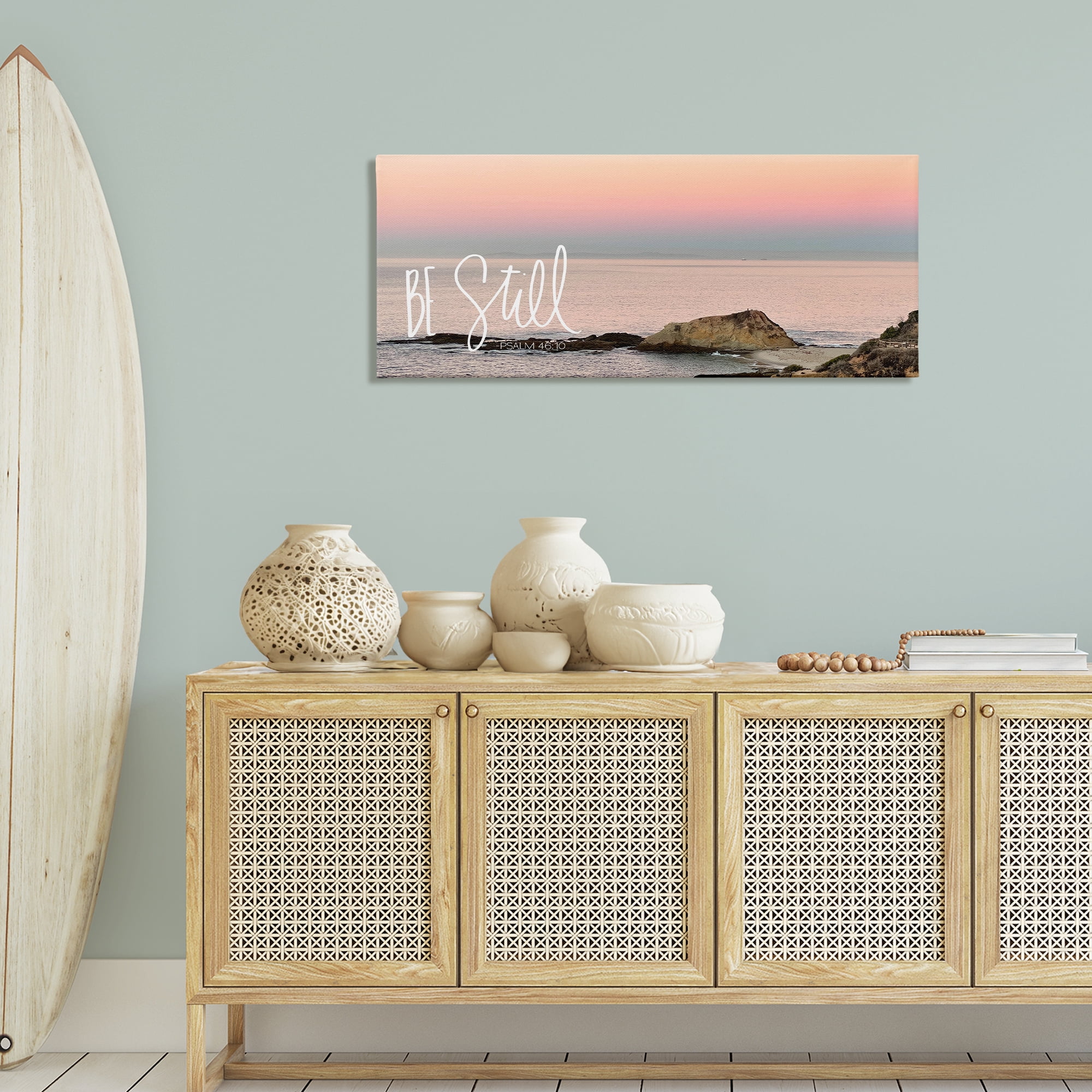 Stupell Industries Be Still Peaceful Beach Landscape Painting Gallery Wrapped Canvas Art Print Wall Art, 48 x 20