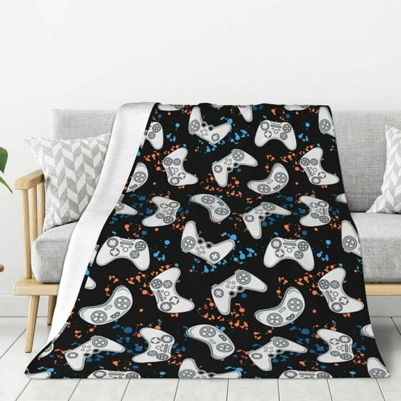 Fuzoiu Game Print Flannel Throw Blanket,Light Weight Warm Decorative,Throw Blanket Cover for Sofa, Couch, Bedroom,Travel-80"x60"