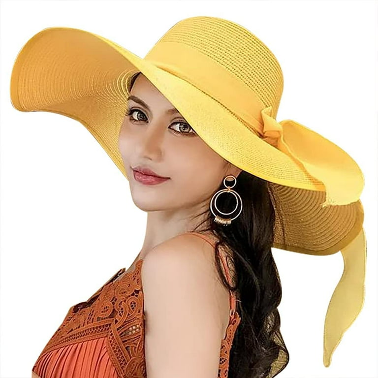 Manunclaims Womens Sun Straw Hat Wide Brim UPF 50 Summer Hat Foldable Roll  up Floppy Hawaiian Beach Hats for Women