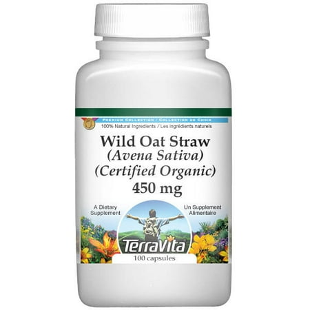 Wild Oat Straw (Avena Sativa) (Certified Organic) - 450 mg (100 capsules, ZIN: