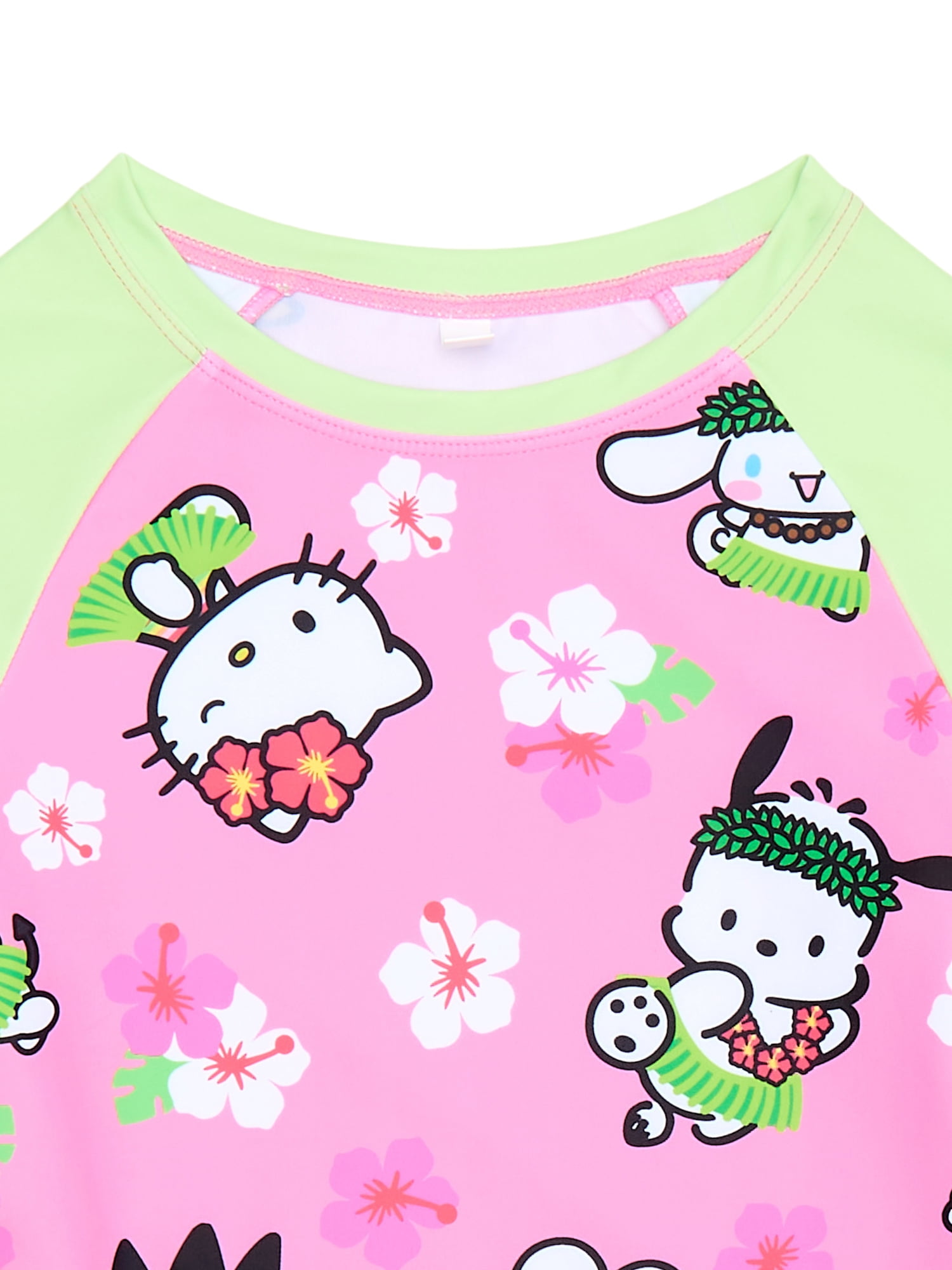Hello Kitty Girls and Big Girls Long Sleeve Top and Bottoms Swim Set, 2-Piece, Sizes 4-12
