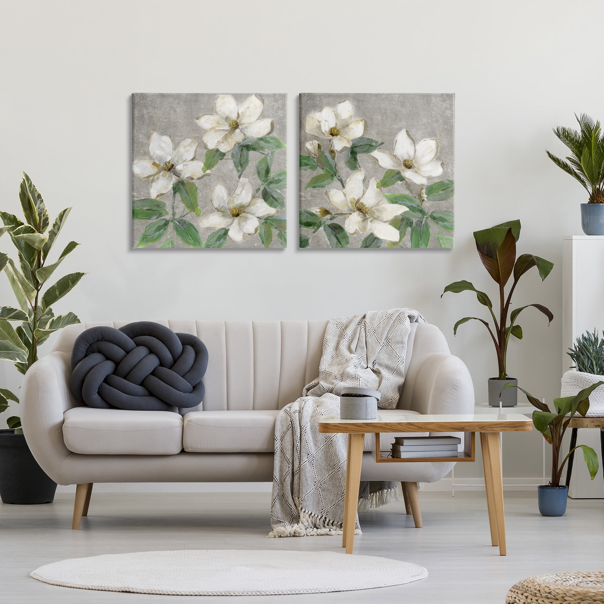 Stupell Industries Blooming Ivory Magnolias 2 Piece Canvas Wall Art Set, design by Sally Swatland