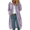 thumbnail image 2 of Baberdicy Women's Long Double-Sided Plush Coat, Thick Flannel Faux Fur Hooded Parka , Reversible Hooded Plush Coat, Fleece Faux-Fur Jacket, Winter Layer Purple 4Xl, 2 of 5