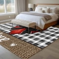 thumbnail image 4 of 5'x7' Area Rugs for Living Room Bedroom, Valentine's Day Washable Rug Carpet Runner Indoor Outdoor, Bow on Red Heart Love Black White Plaid Linen Non Slip Floor Mats Area Rug for Kitchen, Nursery, 4 of 8