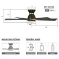 thumbnail image 6 of Trifecte 52" Flush Mount Ceiling Fan with Dimmable LED Light and Remote 5 blades for Smart Home, 6 of 9