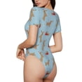 thumbnail image 3 of The Xecao Dachshund Dog Women's Crew Neck Body Suit, a short-sleeved bodysuit and basic swimsuit, both comfort and style for dating and daily life, 3 of 9