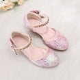thumbnail image 5 of Gubotare Girl Dress Shoes Girls Heels Mary Jane Shoes - Round Toe with Rhinestone Strap- Easy on Off (Pink,Little Kids 13.5), 5 of 8