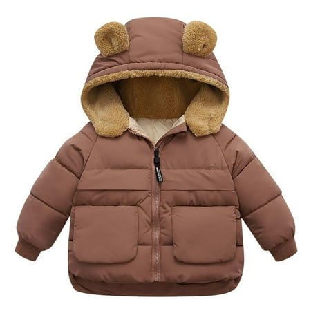 

TUOBARR Autumn Winter Baby Girls Boys Down Cotton Thick Hooded Coat Warm Jacket Brown(1-6Years)