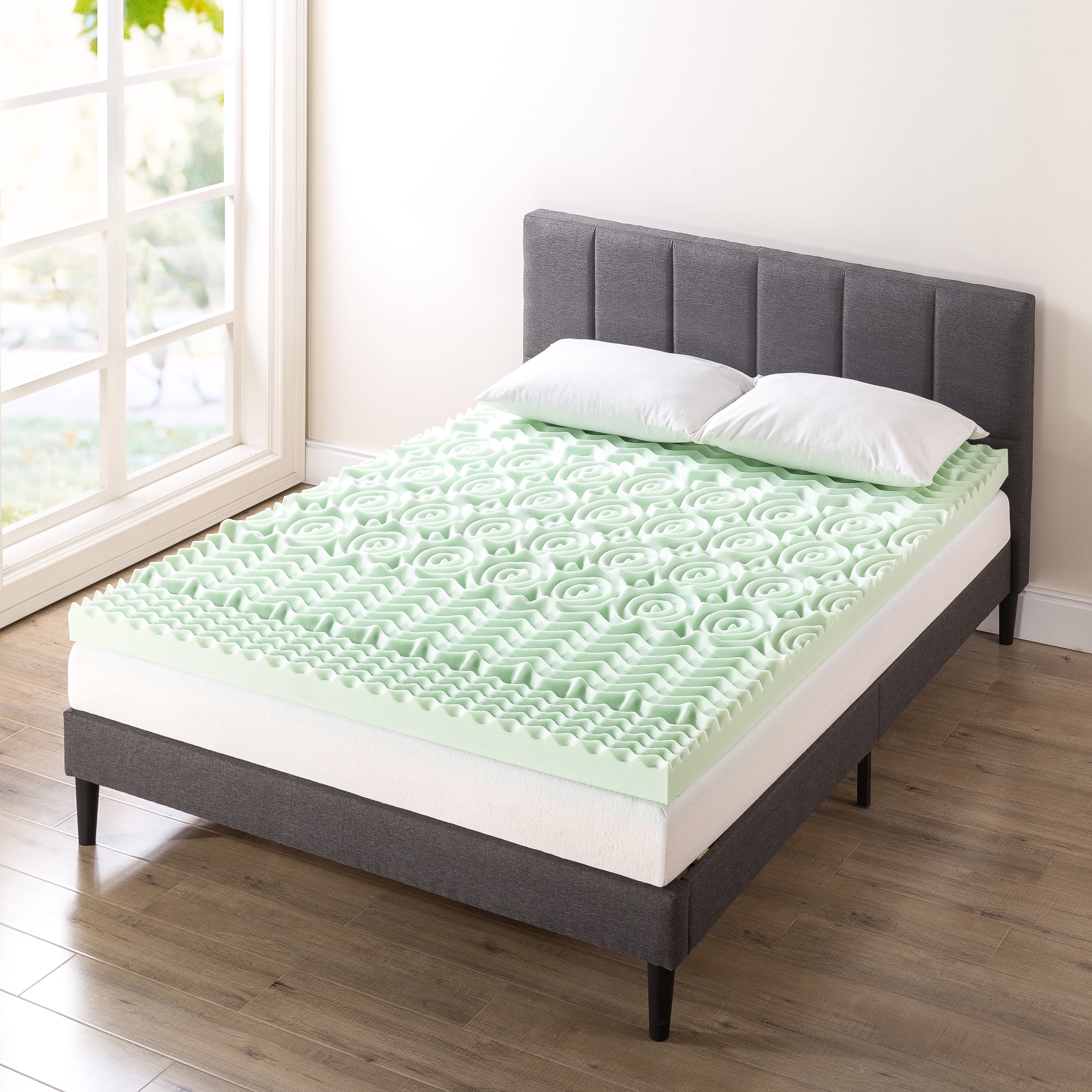Best Price Mattress 4" 5-Zone Memory Foam Mattress Topper with Green Tea Infusion, King