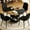 Black+Wood, variant on Dining Table And Chair - 47.3" Modern Splicing With Double-layered Storage, 4 Black Chairs Metal Legs 47.3-inch Diameter Double Storage Space,