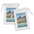 thumbnail image 1 of Landscape Fabric Pouch Set of 2, Panorama of Historic City Centre of Innsbruck Houses Along Inn River Austrian, Small Drawstring Bag for Toiletries Masks and Favors, 9" x 6", Multicolor, by Ambesonne, 1 of 2