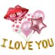 thumbnail image 1 of Kit de globos con texto «I LOVE YOU» Red Lip Mylar y látex, 7 unidades, 1 of 1