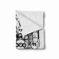 thumbnail image 2 of Indie Soft Flannel Fleece Throw Blanket, Hand Drawn Doodle Style Cartoon Monsters Welcoming Community Funny Crazy, Cozy Plush for Indoor and Outdoor Use, 60" x 80", Black and White, by Ambesonne, 2 of 6
