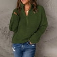 thumbnail image 2 of Lovskoo 2024 Sweaters for Women Long Sleeve Casual Trendy Solid Color V-Neck Ruched Pullover Blouse Tops Olive Green, 2 of 6