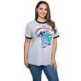 thumbnail image 2 of Women's Plus Size Lilo & Stitch T-Shirt Christmas Holiday Ringer (Size 1X Only), 2 of 7