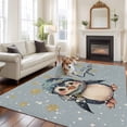 thumbnail image 2 of 8'x10' Area Rugs, Blue Penguins Christmas Indoor Outdoor Area Rug for Living Room Bedroom, Xmas Winter Snowflake Let Snow Washable Bathroom Rugs Kitchen Floor Carpet Mats Home Decor Aesthetic, 2 of 8