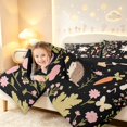 thumbnail image 3 of Homewish Cute Fairies Bird Hedgehog Twin Comforter Sets,Kawaii Mushrooms Flowers Bedding Set,Black,Black Reversible,2pcs,1 Comforter and 1 Pillowcase, 3 of 7