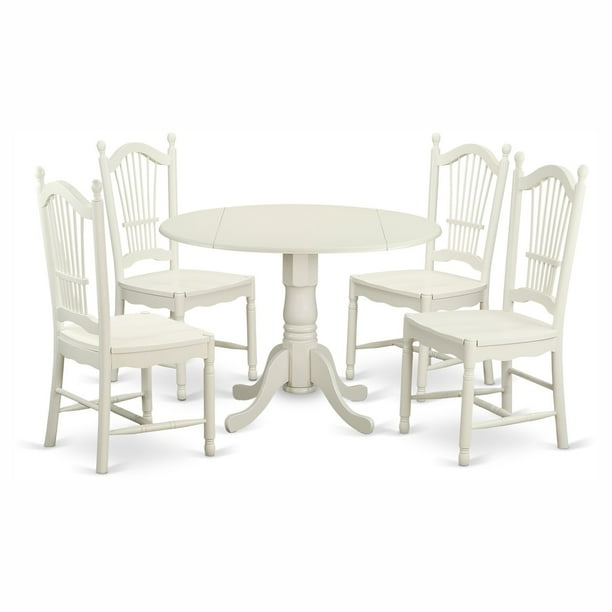 East West Furniture Dublin 5 Piece Drop Leaf Dining Table Set with