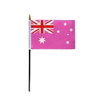 AGAS Small Australia Pink Pride Flag 4x6 inch Flag on a 11 inch Plastic Stick - Sewn Edges Fade Resistant Polyester - Australian Pink Pride Handheld Flag