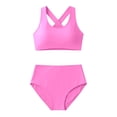 thumbnail image 5 of Women's High Waisted Bikini Sets with Push Up Top - 2 Piece Tummy Control Swimsuits Spaghetti Strap Bathing Suits, Solid Color Beach Wear(Pink,M), 5 of 6
