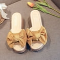 thumbnail image 4 of HAOTAGS Womens's Casual Walking Sandals High Heel Platform Bowknot Summer Wedge Sandals Yellow Size 8.5, 4 of 5