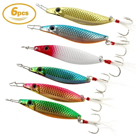 Fishing Jigs Metal Fishing Spoons Lures Hardbaits Spinner Blade Bait Long Casting 3D Eyes Treble Hook VIB Swimbait Bass Walleye Fishing jigs for Freshwater Saltwater