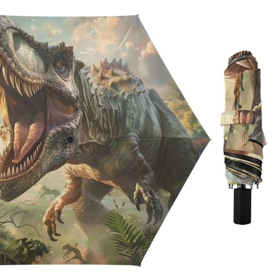 Dinosaur Roar Compact Sun Umbrella Windproof Travel Umbrellas for Rain Strong Portable UV Protection