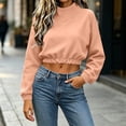 thumbnail image 4 of Cropped Sweatshirt for Women Trendy Casual Mock Neck Oversized Long Sleeve Warm 2026 Fall Fashion Outfits, 4 of 6