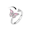 thumbnail image 2 of PAURO Women Stainless Steel Spinner Ring Butterfly Open Adjustable with Crystal Anniversary Wedding Band Jewelry Gifts Pink, 2 of 3