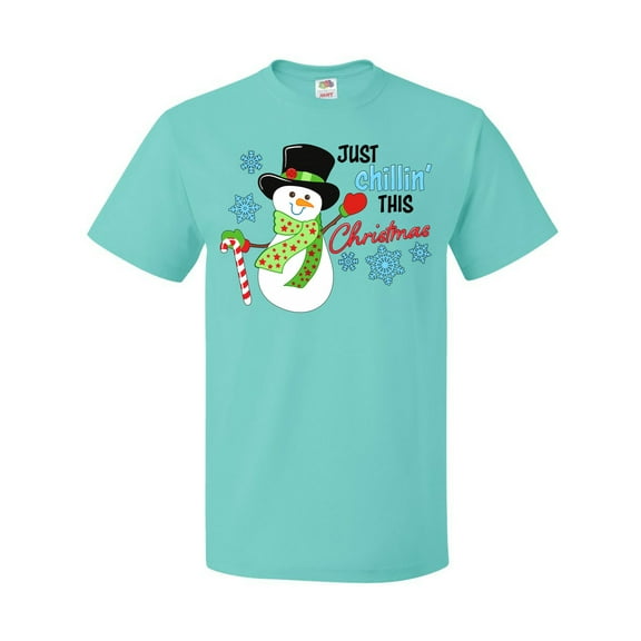 Inktastic Just Chillin' This Christmas Fun Snowman in Top Hat T-Shirt