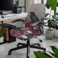 thumbnail image 2 of POLERO Elastic Cloth One Piece Office Rolling Chair Protector Slipcover for Home Study, Scratch Resistant Stretch High Back Chair Slipcover, Raven Rose Pattern, 2 of 7