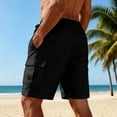thumbnail image 4 of Dwellite Mens Linen Cargo Shorts Summer Casual Loose Elastic Waist Drawstring Lightweight Beach Vacation Shorts with Pocket Black 3XL, 4 of 4