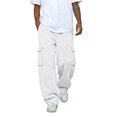 thumbnail image 5 of Men's Baggy Sweatpants Wide Leg Casual Joggers Loose Drawstring Elastic Waist Pants with Pockets White 2XL, 5 of 5