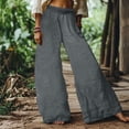thumbnail image 2 of Ofertas en Walmart! QATAINLAV Wide Leg Pants for Women Summer Baggy Flowy Linen Palazzo Pants Beach Casual Elastic Waist Trouser with Pockets Gray M, 2 of 7