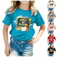 thumbnail image 5 of Chemises pour Fillettes Hauts à Manches Courtes Confortables Motif Rentrée des Classes Mignon Dessin Animé Hauts pour Filles, T-Shirts Gris 5 Ans-6 Ans, 5 of 5