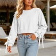 thumbnail image 2 of HAiming Cropped Sweatshirts for Women Long Sleeve Bow Scoop Neck Trendy Shirts Fall Winter Casual Going out Tops, 2 of 9