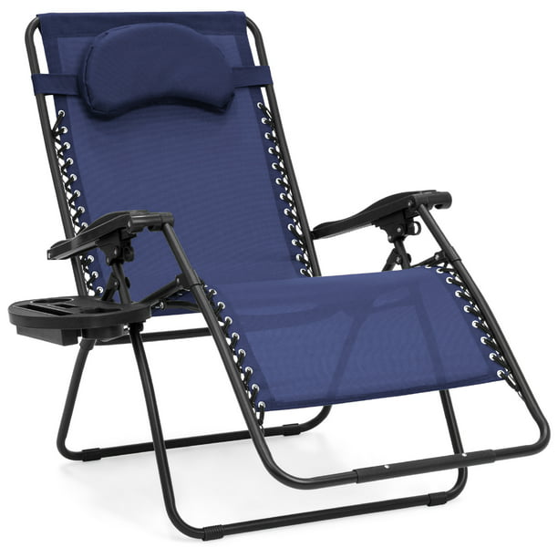 Best Choice Products Oversized Zero Gravity Chair Folding Outdoor Patio Lounge Recliner W Cup Holder Navy Com - Best Folding Chairs For Patio Furniture