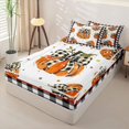 thumbnail image 2 of Manfei Watercolor Pumpkin Print Zipper Twin Comforter Sets with Fitted Sheet and 2 Pillowcases,Harvest Pumpkin Print Zipper Bedding Set,Reversible,4 Pieces, 2 of 7