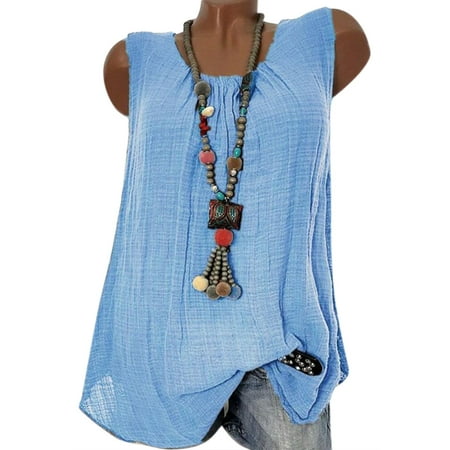 

Women Sleeveless Tunics Summer Casual Flower Print Pleated Tees Tanks Casual Crew Neck Tunics Tops Basics Womens Pajamas Set Womens Top