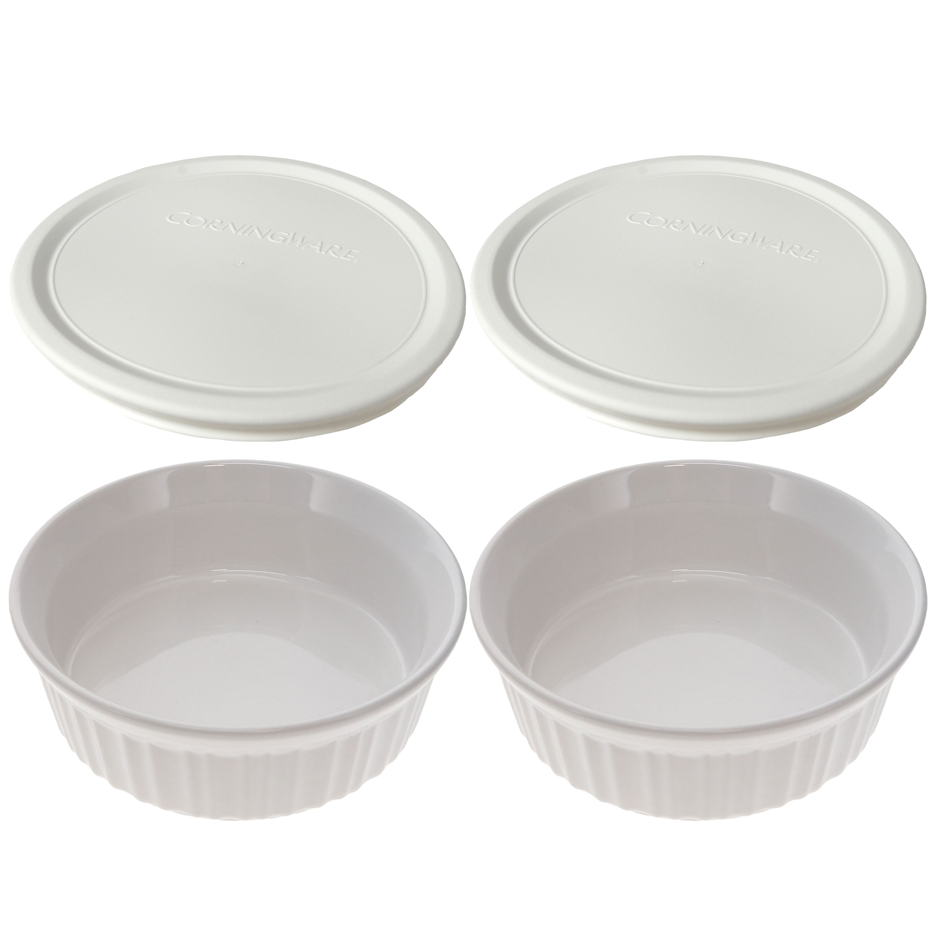 Corningware 24oz Round French White Ceramic Casserole Dishes and F24