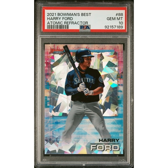 Graded 2021 Topps Bowmans Best Harry Ford #88 Atomic Refractor Rookie RC Baseball Card PSA 10 Gem Mint