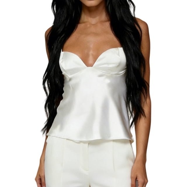 Camisola de mujer, top sin mangas, escote bajo en la espalda, chaleco liso de verano para fiestas y discotecas.