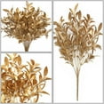 thumbnail image 5 of Artificial Plants Golden Leaf, Christmas Plastic Fake Plant Leaves Bush Grass Decoration Fern Bushes Faux Shrubs Greenery Indoor Outside Planter Filler Festival Home Garden Decor, 5 of 9